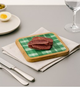 Resim Mango Yeşil Kare Desenli Ahşap Servis Tabağı Yeşil 