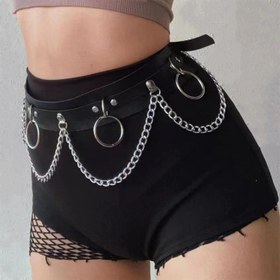 Resim Metal Halkalı Zincir Detaylı Gotik Harness Kemer 