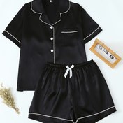 Resim Kadınlar İçin Siyah Kısa Rahat Pijama Takımı 