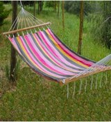 Resim Bahçe Piknik Renkli Kumaş Hamak Çok Renkli 