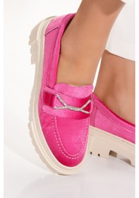 Resim Önü Tokalı Pembe Kadın Loafer Ayakkabı Pembe 