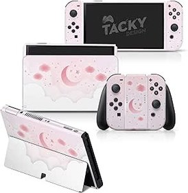 Resim Tacky Design Nintendo Switch OLED Cilt ile Uyumlu - Vinil 3M Nintendo Switch OLED Çıkartma Seti - Konsol, Dock, Joy Con Wrap için Switch OLED Kaplama - Çıkartma Tam Sarma 