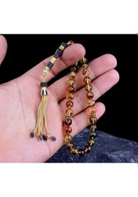 Resim Zirkon Taş Altın Kaplama Gümüş Püsküllü Damla Kehribar Tesbih 