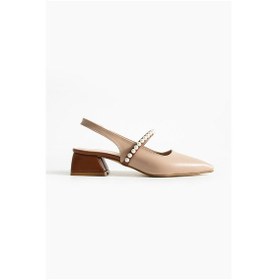Resim Duxal Shoes Lucia Kadın İnci Detaylı Şık Babet - Topuklu Ayakkabı Bej 