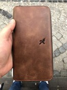 Resim Unisex Kahverengi Hakiki Deri Telefon Bölmeli Kartlıklı Cüzdan El Portföyü Kahverengi 