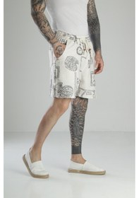 Resim Karikatür Baskılı Keten Şort Coc1468 Desenli 