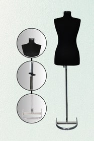 Resim Acar Raf Terzi Mankeni Süngerli Prova Mankeni Siyah Kumaş Kaplamalı 36 Beden 