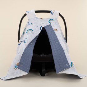 Resim Puset Örtüsü - Çift Taraflı - İndigo Müslin - Mavi Gökkuşağı 