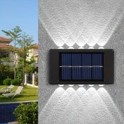 Resim 10LED Güneş Enerjili Dış Mekan Duvar Işıkları, Su Geçirmez Bahçe ve Villa Dekoratif Aydınlatma Hareket Sensörü ile, Yukarı/Aşağı Aydınlatma, 600mAh Pil, Veranda ve Avlu için Plastik Yapı, Güneşli Dış Mekan Işıklar 