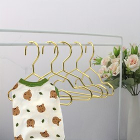 Resim 10 Adet Altın Metal Evcil Hayvan Kıyafet Askıları Kaymaz Oluklarla - Küçük ve Orta Boy Köpekler & Kediler İçin İdeal, Teddy Irkları İçin Mükemmel - Perakende veya Ev Ortamlarında Evcil Hayvan Giysileri İçin Dayanıklı Demir Sergi Rafları, Kıyafet Askıları 