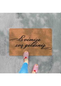 Resim Azerbaycan'a Özel Hoş Geldiniz Xoş G Ldiniz Yazılı Dijital Baskılı Kapı Önü Paspas Altın 