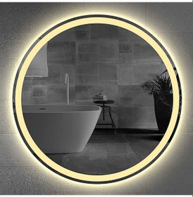 Resim 70 CM Kumlamalı Ledli Yuvarlak Ayna Banyo Aynası Dekoratif Ayna B 