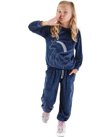 Resim Denokids Kadife Unicorn Kız Çocuk Eşofman Takımı - Lacivert 