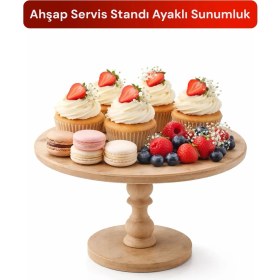 Resim Pikas Ahşap Servis Standı - Ayaklı Sunumluk 