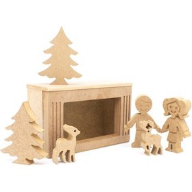 Resim Na Neşeli Ahşap Yılbaşı Dekoru Mini Şömine Yılbaşı Süsü Mumluk Yeniyıl Süsleme Dekoratif Mini Şömine Kahverengi 