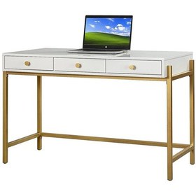 Resim Matilda Gold Metal Beyaz Çalışma Masası 
