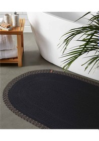 Resim Koza Halı Cesta El Yapımı Pamuklu Siyah Jüt Hasır Dekoratif Kilim 9005 Siyah 