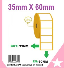 Resim Termal Barkod Etiket 35X60 MM 25 Rulo 25000 Adet 