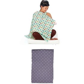 Resim ® Kullanışlı Bebek Emzirme Önlüğü Gri Puantiyeli 