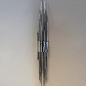 Resim Şık Krom Duvar Aplikası, LED Aydınlatmalı, Modern ve Zarif Tasarım, Gümüş Renkli 1081 