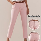 Resim Kadınların Esnek Denim Capri Pantolonları - Yüksek Bel, Dar Kesim, Yumuşak Pembe, Cebi ile Rahat, Seyahat, İş ve Ofis için Mükemmel, Günlük Stil, Tüm Mevsimler için Uygun, Seyahat Kotları | Yüksek Bel Kotlar | Orta Esneklikli Kumaş 