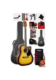 Resim Maxword Mcg-650sb Yüksek Kaliteli Ağaç Akustik Gitar Full Set 