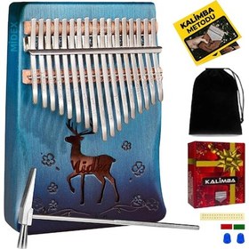 Resim Midex KLX-510 Hakiki Ağaç Geyik Desenli Kalimba 17 Tuşlu 