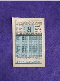 Resim 8 Eylül 2002 Takvim Yaprağı - Nostalji Koleksiyonluk Takvim Yaprağı 