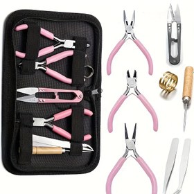 Resim 1 Set Takı Yapım Araçları Kiti, Çinko-Pirinç Alaşımlı, Yuvarlak ve İğne Burun Pense, Eğik Burun Pense, Oluklu Olmayan Tel Kesiciler, Başlangıç Seviyesi ve Tutkunlar İçin 