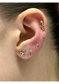Resim 14 Ayar Altın Piercing Tragus Küpe 25114-t006 