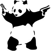 Resim Silahlı Panda Sticker Oto Motor Laptop Duvar Folyo Sticker 15X15 cm 