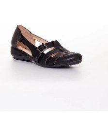 Resim Dilimler Ayakkabı Tokalı Siyah Büyük Numara Kadın Ayakkabısı Günlük 