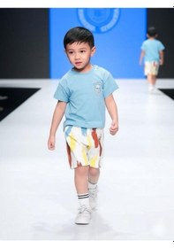 Resim Erkek Bebek Desenli Şortlu Takım-15853 Mavi 