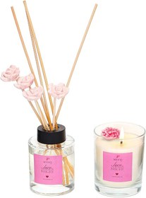 Resim Sevgililer Günü 100 ml Rosewood Oda Kokusu ve Vegan Mum Seti 