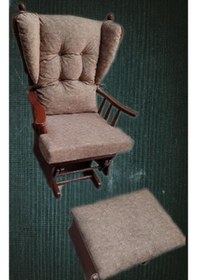 Resim Sallanır Sandalye 90387model Ayaklık Minder Kayın Ceviz Renk Nubuk Kumaş Elyapım Ceviz 