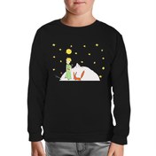 Resim Küçük Prens - Moon and Back Siyah Çocuk Sweatshirt 