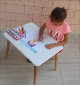 Resim Depolife Ilk Ofisim Çocuk Ders Çalışma Masası Ahşap Konik Ayaklı 