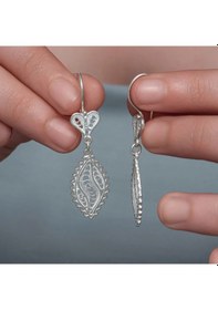 Resim Gümüş Zarif Yaprak Telkari Kadın Küpe Çok Renkli 58423130 