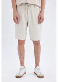Resim DeFacto Regular Fit Düz Paça Gabardin Bermuda Şort C5397AX24SMBG766 