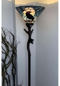 Resim Home London Breeze Raven Tiffany Stil, El Işçiliği Vitray Cam Dekoratif Lambader Koyu Mavi Diğer 