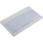 Resim 10 İnç Kablosuz Bt Klavye Ultra İnce Şarj Edilebilir Bt Klavye Üç Sistem Uyumlu 7 Renkli Monokrom Arka Aydınlatma Beyaz 