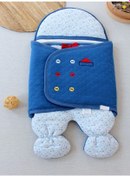 Resim Yenidoğan Açılır Kucaklı Smokin Ayaklı Erkek Bebek Kundak Mavi 