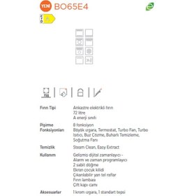 Resim Silverline BO65E4W01 72 LT Ankastre Fırın 