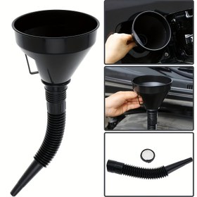 Resim Geniş Çaplı Otomobil Yakıt Hunisi, Filtreli Esnek Plastik Huni, Otomotiv Kullanımı İçin Geniş Ağızlı Esnek Borulu Huni - Benzin, Şanzıman, Yakıt, Yağ Değişimi vb. Dış Mekan Depolama 