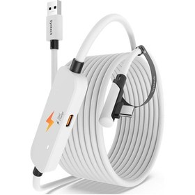 Resim 3m Usb 3.0 Vr Link Kablosu Meta Quest 3s/3/quest 2 Uyumlu Ekstra Şarj Portlu Beyaz 