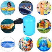 Resim Fortunelane İki Yönlü Mavi Usb Elektrikli Hava Pompa - Pvc Materyal - 5v Dc 2a 4 Fişli Şişirme Havalandırma Cihazı 