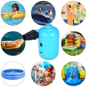 Resim Fortunelane İki Yönlü Mavi Usb Elektrikli Hava Pompa - Pvc Materyal - 5v Dc 2a 4 Fişli Şişirme Havalandırma Cihazı 