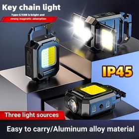 Resim Baifeng Mini 3-Kafa USB Şarj Edilebilir Kamp Lambası, COB Manyetik Çalışma Lambası, Alüminyum Alaşım, Mat Bitiş, Anahtarlık, Çok Fonksiyonlu, Taşınabilir, Yüksek Parlaklık, Ramazan, Noel, Cadılar Bayramı, Yeni Yıl, Dağ Günü, Açık Hava Aktiviteleri için 