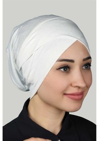 Resim Altobeh Çapraz Dış Kadın Tesettür Bonesi Penye - Ekru 