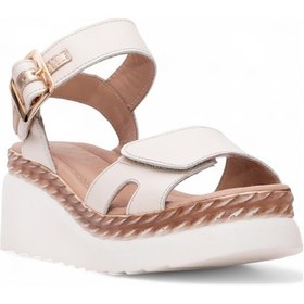 Resim Venüs 2512303 Deri Dolgu Topuk Kadın Sandalet Bej 